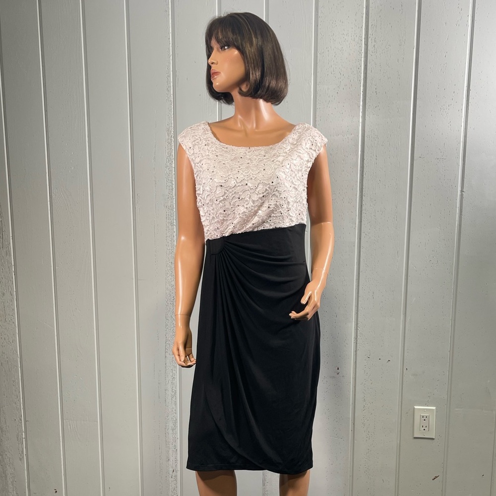 *Connected Apparel Women's Sequined Lace Drapes  Dress Sz14